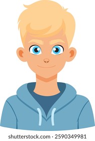 Smiling boy with blue eyes and hoodie