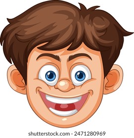 Smiling boy with brown hair and big eyes