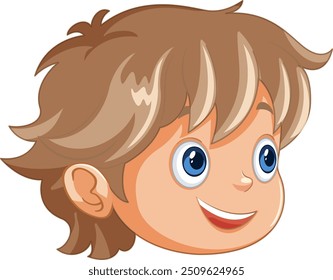 Niño sonriente con el pelo castaño y los ojos azules