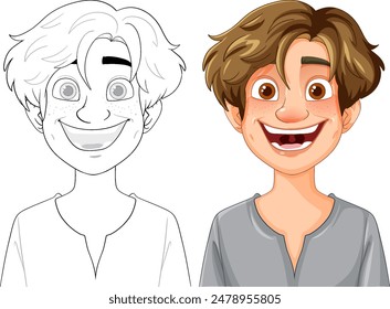 Smiling boy with brown hair and freckles