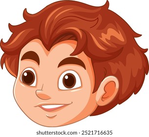 Smiling boy with brown hair illustration