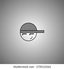 Smiling boy with cap illustrator,simple illustrator,black and white illustrator