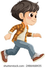 Niño sonriente en ropa casual caminando con confianza