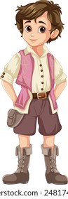 Smiling boy in classic attire with boots
