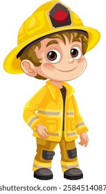 Smiling boy dressed as a firefighter