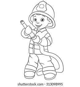 Smiling Boy Dressed Firefighter Hose Stock Vector (Royalty Free ...