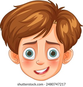 Smiling boy with expressive eyes and blush