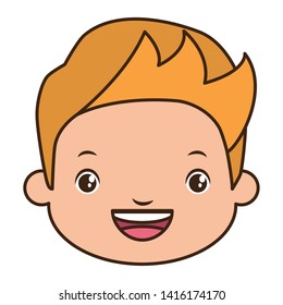 smiling boy face on white background vector illustration