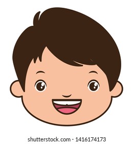 smiling boy face on white background vector illustration