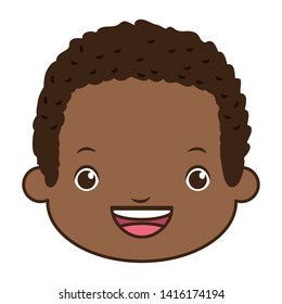smiling boy face on white background vector illustration