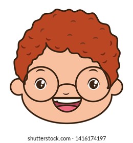 smiling boy face on white background vector illustration