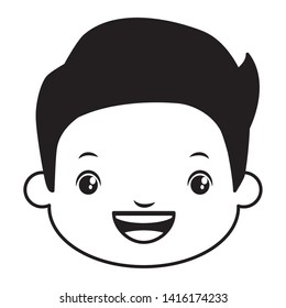 smiling boy face on white background vector illustration