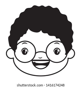 smiling boy face on white background vector illustration