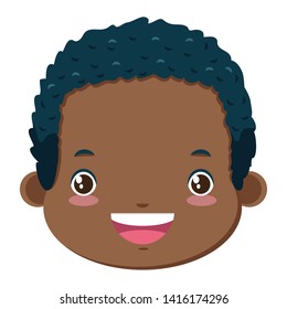 smiling boy face on white background vector illustration