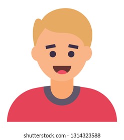 Smiling boy with flat icon design 