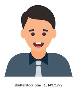 Smiling boy with flat icon design 