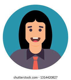 Smiling boy with flat icon design 