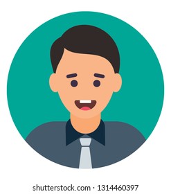 Smiling boy with flat icon design 