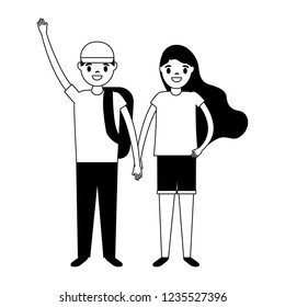 smiling boy and girl holding hands