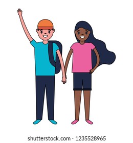smiling boy and girl holding hands