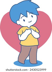 A Smiling Boy in the Heart of Joy Vector Art. Ideal for any project that aims to spread love, joy, or to promote child welfare