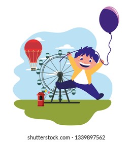 smiling boy holding balloon