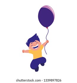 smiling boy holding balloon