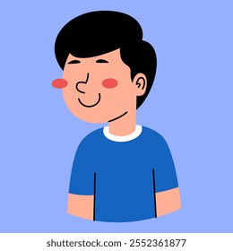Smiling Boy Illustration: A charming illustration of a young boy with a warm, genuine smile, captured in a simple, minimalist style.  The boy's cheerful expression evokes a sense of joy, innocence.