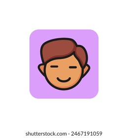 Smiling boy line icon. Emotion, profile, man. People concept. Can be used for topics like user, avatar, website design.