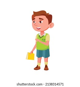 smiling boy with notebook talk with teacher on school lesson cartoon vector. smiling boy with notebook talk with teacher on school lesson character. isolated flat cartoon illustration