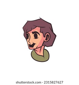 Smiling boy simple vector icon illustration, boy head icon Flat design vector illustration isolate