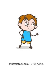 Smiling Boy Walking Pose - Cute Cartoon Kid Vector
