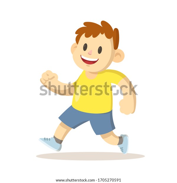 Smiling Boy Walking Running Cartoon Character Stock Vector (Royalty ...