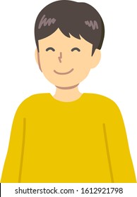 A smiling boy in yellow clothes