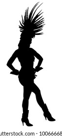 Smiling Brazil carnival dancer vector silhouette isolated on white background. Rio De Janeiro street carnival entertainment. Attractive lady in costume ball. Pretty woman sensual erotic dance.