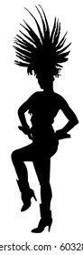 Smiling Brazil carnival dancer vector silhouette isolated on white background. Rio De Janeiro street carnival entertainment. Attractive lady in costume ball. Pretty woman sensual erotic dance.