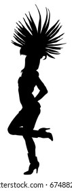 Smiling Brazil carnival dancer vector silhouette isolated on white background. Rio De Janeiro street carnival entertainment. Attractive lady in costume ball. Pretty woman sensual erotic dance.