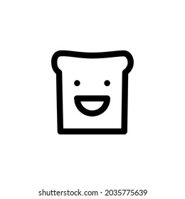Smiling Bread Food Vegetable Snack Yummy Monoline Symbol Icon Logo for Graphic Design UI UX and Website