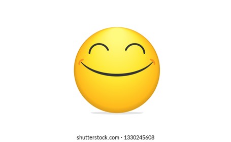 Smiling bright emoticon vector concept illustration of smiling emoji icon for chat, messengers and networks. Flat positive emotion symbol isolated on white background