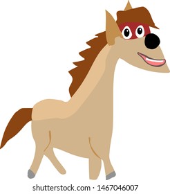 Smiling Brown Horse Isolated Vector