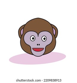 smiling brown monkey face on white background