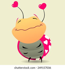 Smiling bug with hearts