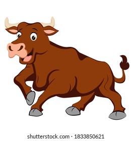 Smiling bull on a white background. Vector illustration