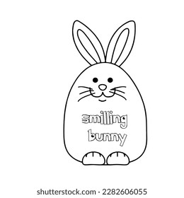 smiling bunny in black and white