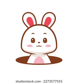 Smiling Bunny Popping Out of a Hole, Happy Bunny Jumping Out of Hole