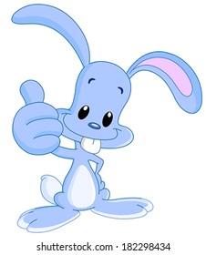 Smiling bunny showing thumb up