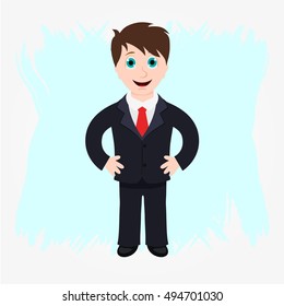 Smiling business man cartoon character