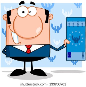 Smiling Business Manager Holding A Euro Bill