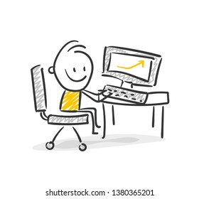 Smiling Business Stick Figure Computer Vector