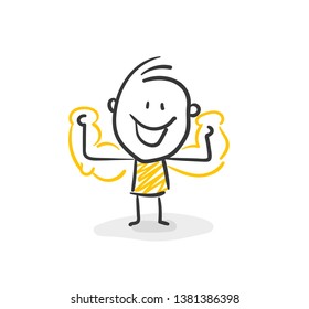 Smiling Business Stick Figure With Power Vector